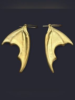 Gold Batwing Drop Earrings